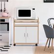 Costway Wood Kitchen Trolley Microwave Cart with Removable Shelf in White