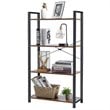 Costway 4-tier Contemporary Particle Board and Iron Bookshelf in Rustic Brown