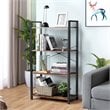Costway 4-tier Contemporary Particle Board and Iron Bookshelf in Rustic Brown