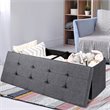 Costway Fabric and MDF Folding Storage Bench with Metal Divider in Dark Gray