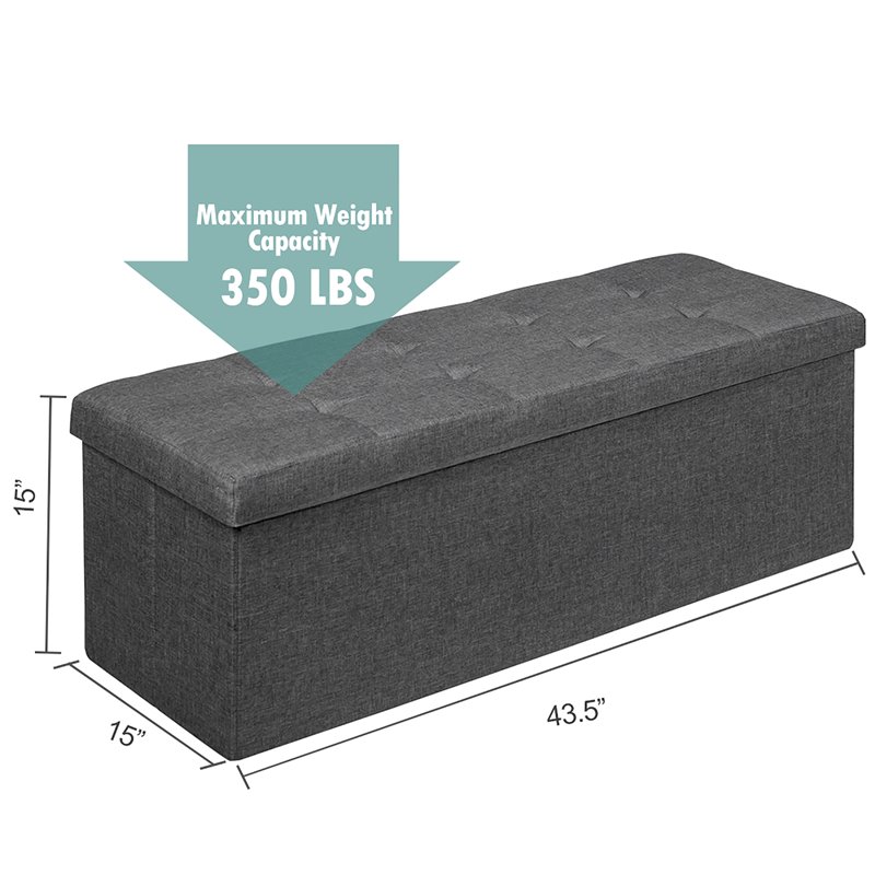 Costway Fabric and MDF Folding Storage Bench with Metal Divider in Dark Gray
