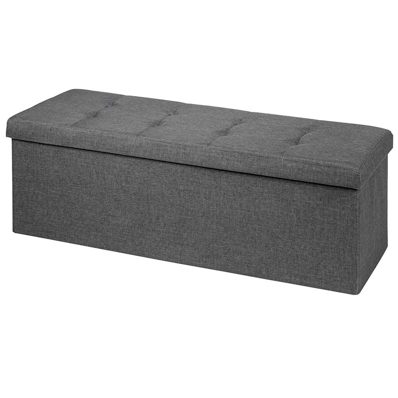 Costway Fabric and MDF Folding Storage Bench with Metal Divider in Dark Gray