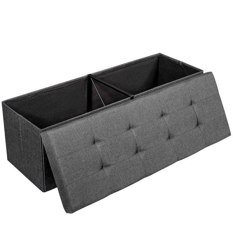Costway Fabric and MDF Folding Storage Bench with Metal Divider in Dark Gray