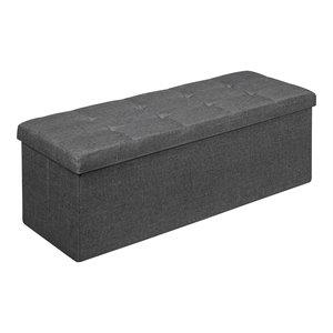 Costway Fabric and MDF Folding Storage Bench with Metal Divider in Dark Gray
