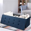 Costway Fabric and MDF Folding Storage Bench with Metal Divider in Navy