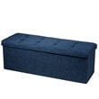 Costway Fabric and MDF Folding Storage Bench with Metal Divider in Navy