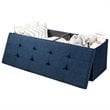 Costway Fabric and MDF Folding Storage Bench with Metal Divider in Navy