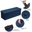 Costway Fabric and MDF Folding Storage Bench with Metal Divider in Navy