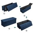 Costway Fabric and MDF Folding Storage Bench with Metal Divider in Navy