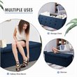 Costway Fabric and MDF Folding Storage Bench with Metal Divider in Navy
