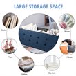 Costway Fabric and MDF Folding Storage Bench with Metal Divider in Navy