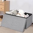 Costway 30'' Folding Storage Ottoman with Lift Top/Bedroom Bench in Light Gray