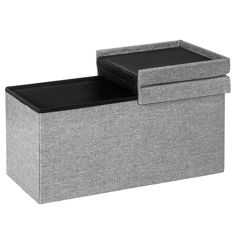 Costway 30'' Folding Storage Ottoman with Lift Top/Bedroom Bench in Light Gray