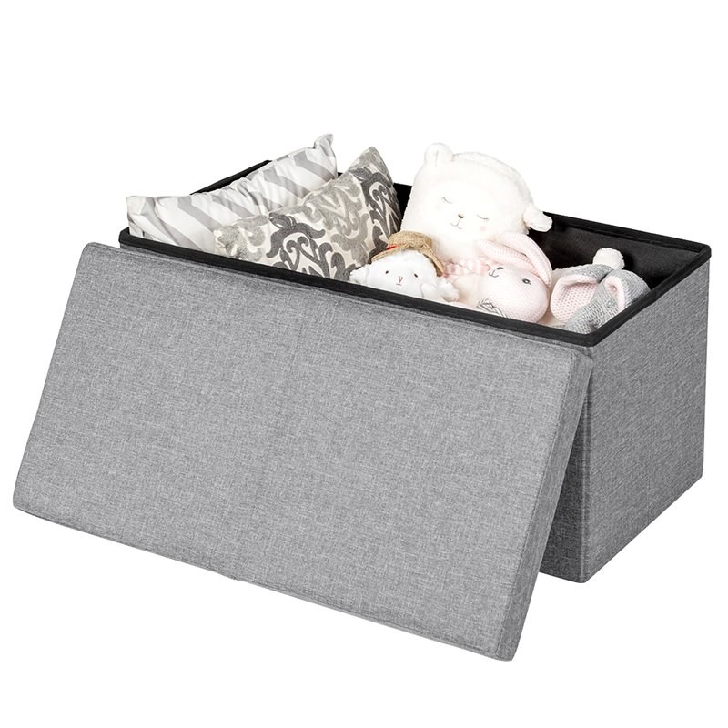 Costway 30'' Folding Storage Ottoman with Lift Top/Bedroom Bench in Light Gray