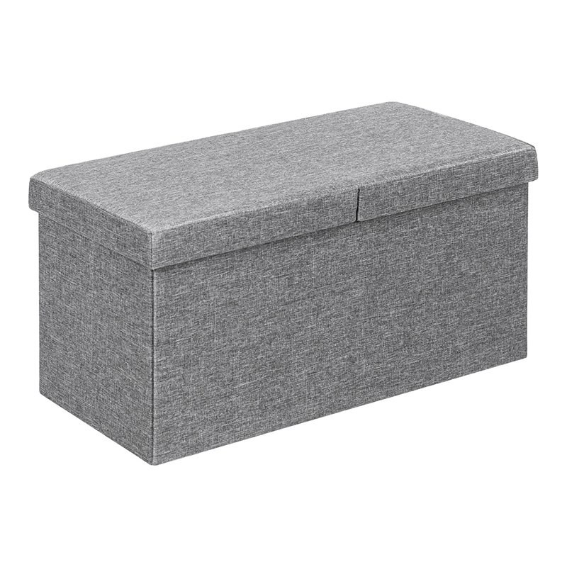 Costway 30'' Folding Storage Ottoman with Lift Top/Bedroom Bench in Light Gray