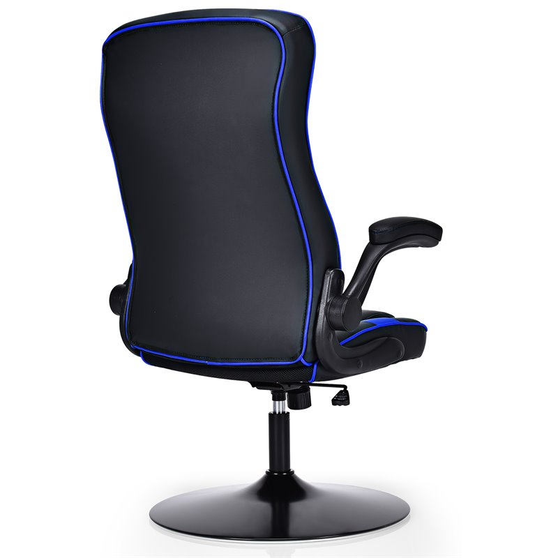 Costway PVC and Sponge Adjustable Height Swivel Rocking Gaming Chair in Blue