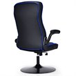 Costway PVC and Sponge Adjustable Height Swivel Rocking Gaming Chair in Blue