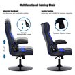 Costway PVC and Sponge Adjustable Height Swivel Rocking Gaming Chair in Blue