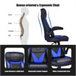 Costway PVC and Sponge Adjustable Height Swivel Rocking Gaming Chair in Blue