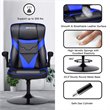 Costway PVC and Sponge Adjustable Height Swivel Rocking Gaming Chair in Blue