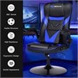 Costway PVC and Sponge Adjustable Height Swivel Rocking Gaming Chair in Blue