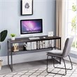 Costway 55'' Engineered Wood Computer Desk with Storage Shelf in Coffee