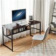Costway 55'' Engineered Wood Computer Desk with Storage Shelf in Coffee