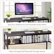 Costway 55'' Engineered Wood Computer Desk with Storage Shelf in Coffee