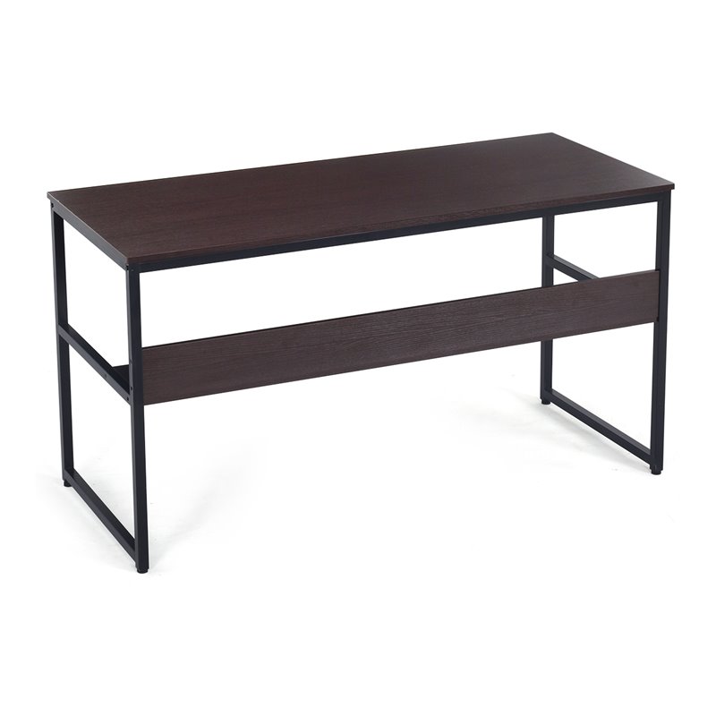Costway 55'' Engineered Wood Computer Desk with Storage Shelf in Coffee