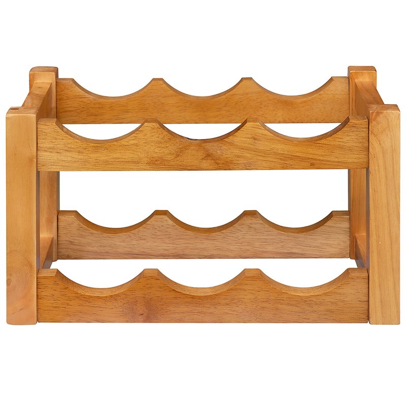 Costway 2-Tier Rubber Wood Wine Rack 6 Bottles Wine Display Holder in Natural