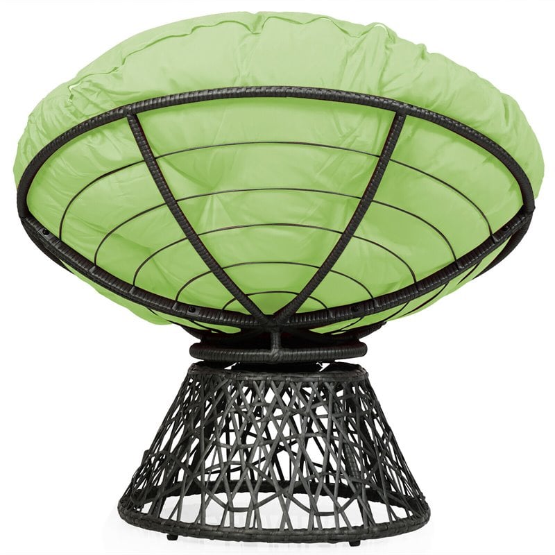 Costway Rattan Papasan Ergonomic Chair with Swivel Soft Cushion in Green