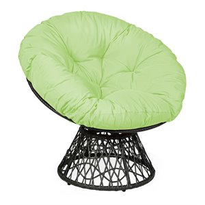Costway Rattan Papasan Ergonomic Chair with Swivel Soft Cushion in Green