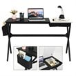 Costway Contemporary Wood Computer Desk with Drawer & Storage Bag in Black