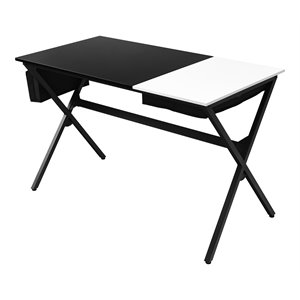Costway Contemporary Wood Computer Desk with Drawer & Storage Bag in Black