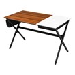 Costway Contemporary Wood Computer Desk with Drawer & Storage Bag in Walnut