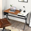 Costway Contemporary Wood Computer Desk with Drawer & Storage Bag in Walnut
