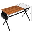 Costway Contemporary Wood Computer Desk with Drawer & Storage Bag in Walnut