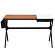 Costway Contemporary Wood Computer Desk with Drawer & Storage Bag in Walnut