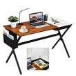Costway Contemporary Wood Computer Desk with Drawer & Storage Bag in Walnut