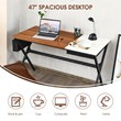 Costway Contemporary Wood Computer Desk with Drawer & Storage Bag in Walnut