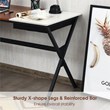 Costway Contemporary Wood Computer Desk with Drawer & Storage Bag in Walnut