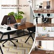Costway Contemporary Wood Computer Desk with Drawer & Storage Bag in Walnut