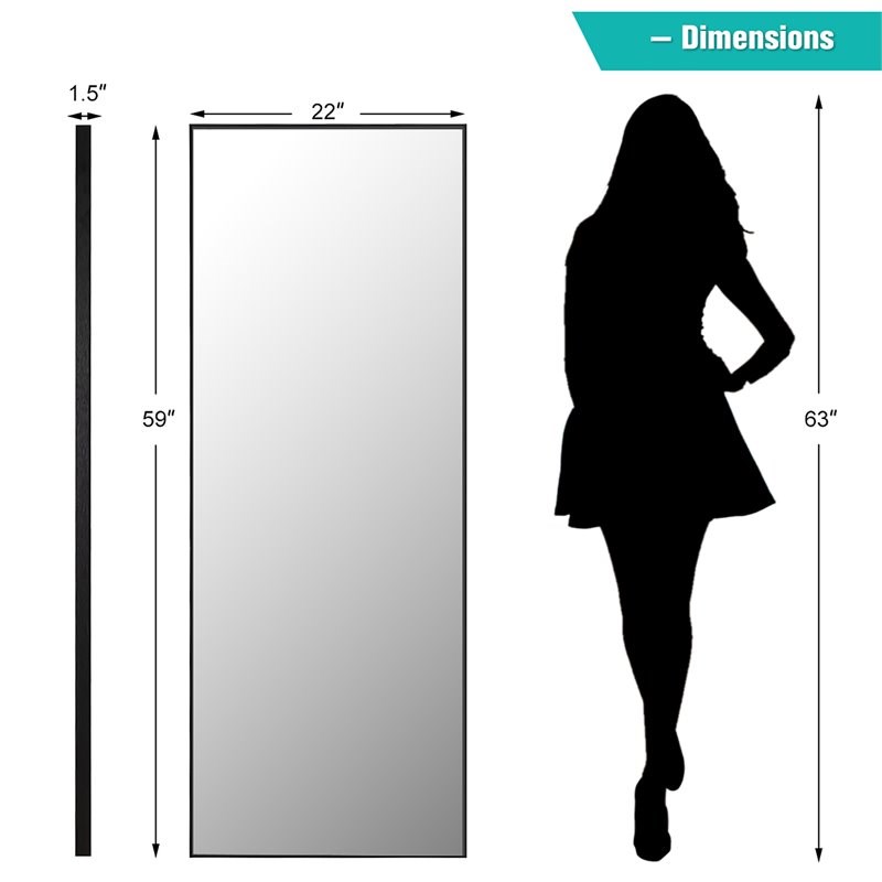 Costway 59'' Full Body Aluminum Frame Leaning Hanging Dressing Mirror in Black