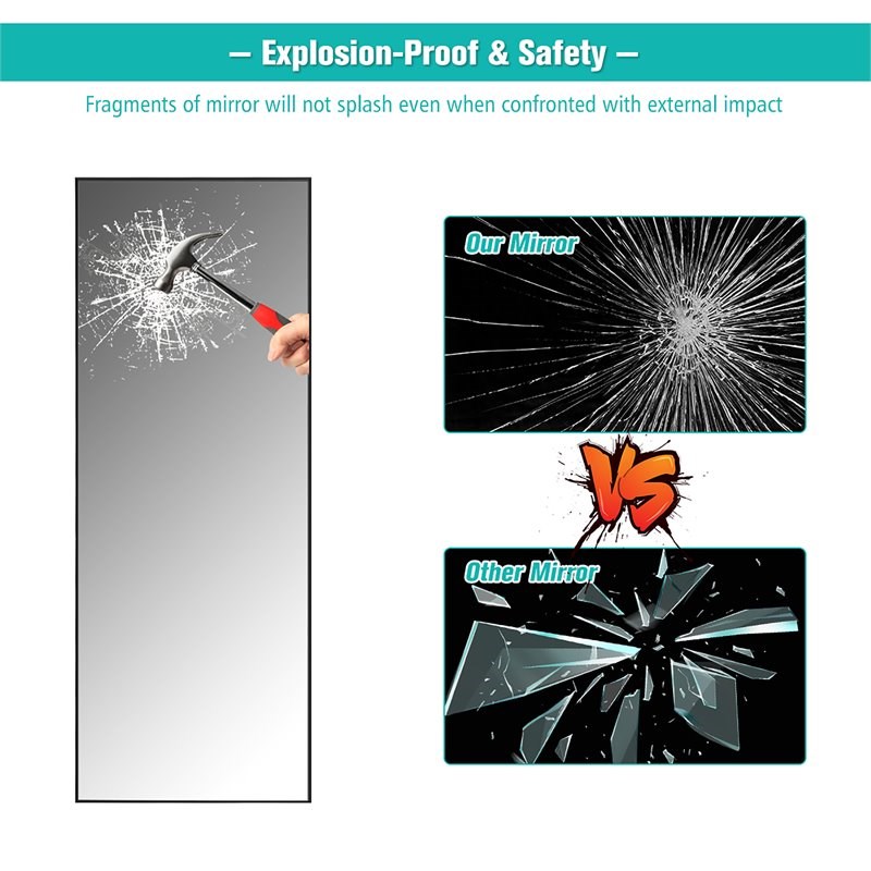 Costway 59'' Full Body Aluminum Frame Leaning Hanging Dressing Mirror in Black