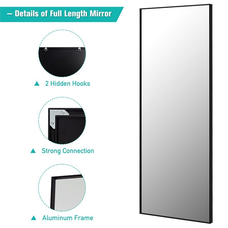 Costway 59'' Full Body Aluminum Frame Leaning Hanging Dressing Mirror in Black