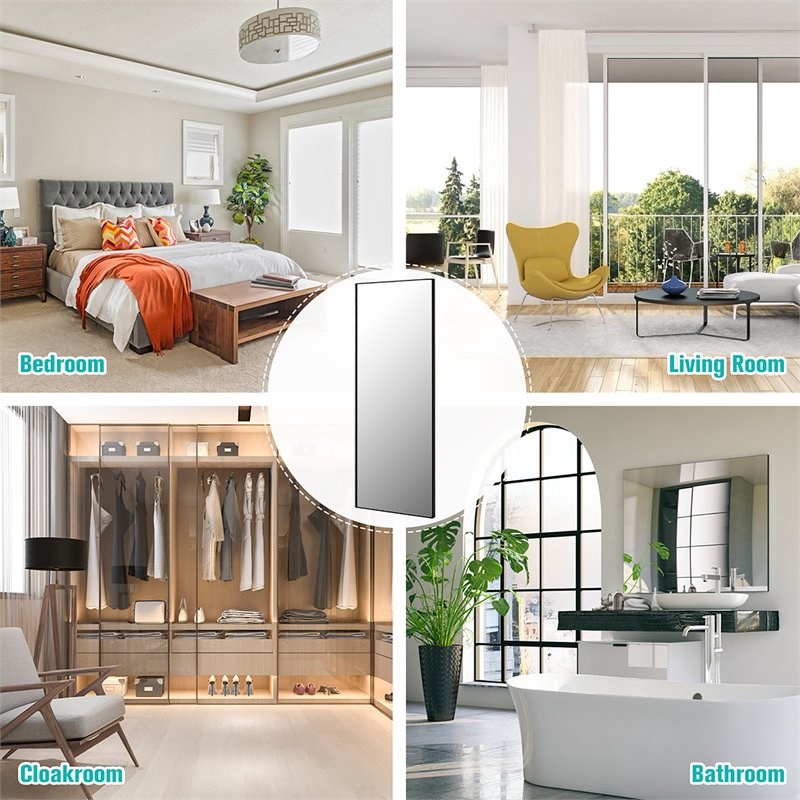 Costway 59'' Full Body Aluminum Frame Leaning Hanging Dressing Mirror in Black