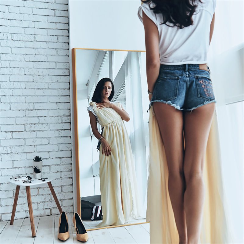 Costway 59'' Full Body Aluminum Frame Leaning Hanging Dressing Mirror in Gold