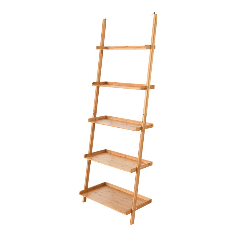 Costway 5-Tier Storage Display Plant Stand Ladder Bookshelf in Natural