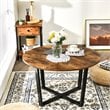 Costway Round Industrial Cocktail Side Coffee Table with Metal Frame in Brown