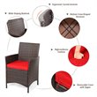 Costway 3-piece Rattan Patio Furniture Set with Glass Tabletop in Red